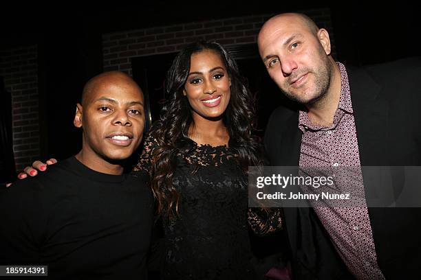 Tyran "Ty Ty" Smith, Skylar Diggins, and Rich Kleiman attend Adrienne Bailon's 30th birthday celebration at Studio XXI on October 25, 2013 in New...