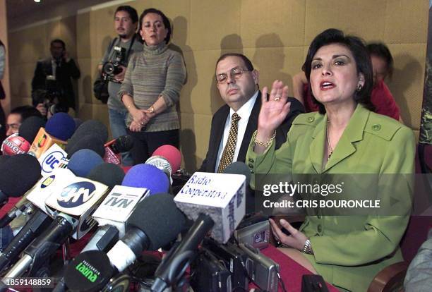Lupe Zevallos , the president of the Peruvian airline Continental Air, speaks to the press during a press conference in Santiago, Chile on August 23,...