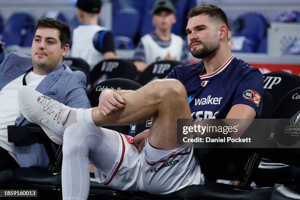 Isaac Humphries of the 36ers looks on during the round 11 NBL match between Melbourne United and Adelaide 36ers at John Cain Arena, on December 16 in...