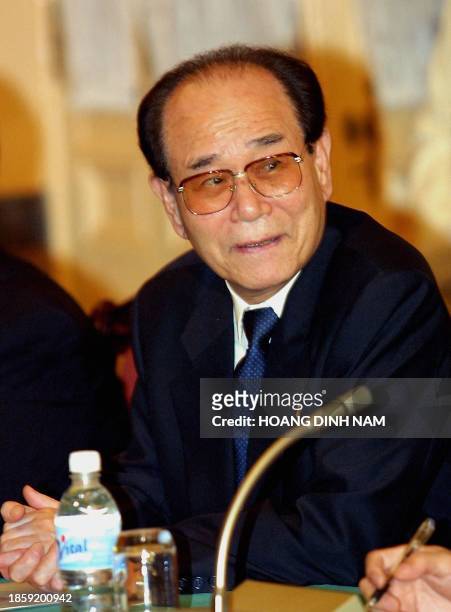 North Korea's number two, the titular head of state Kim Yong-Nam looks around before the start of talks with Vietnamese President Tran Duc Luong 11...