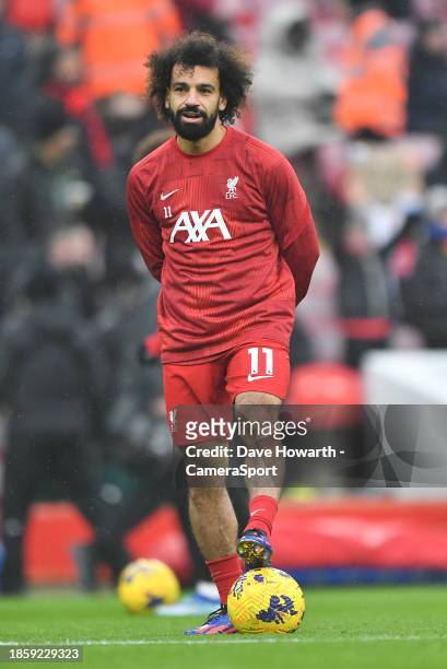 Liverpool's Mohamed Salah during the Premier League match between Liverpool FC and Fulham FC at Anfield on December 3, 2023 in Liverpool, England.