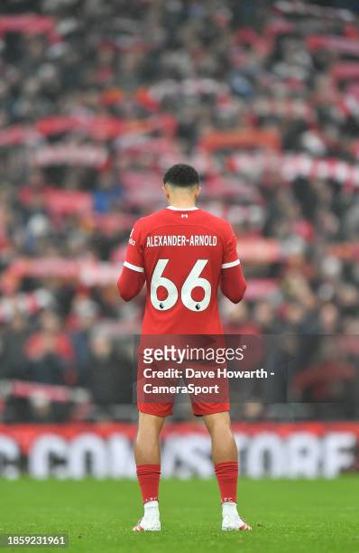 Liverpool's Trent Alexander-Arnold during the Premier League match between Liverpool FC and Fulham FC at Anfield on December 3, 2023 in Liverpool,...