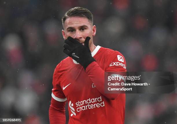 Liverpool's Alexis Mac Allister during the Premier League match between Liverpool FC and Fulham FC at Anfield on December 3, 2023 in Liverpool,...