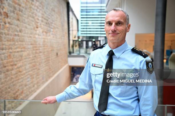 General Christophe Husson, head of Comcyber-MI poses after an interview at the Gendarmerie Nationale headquarters in Issy-les-Moulineaux, south of...