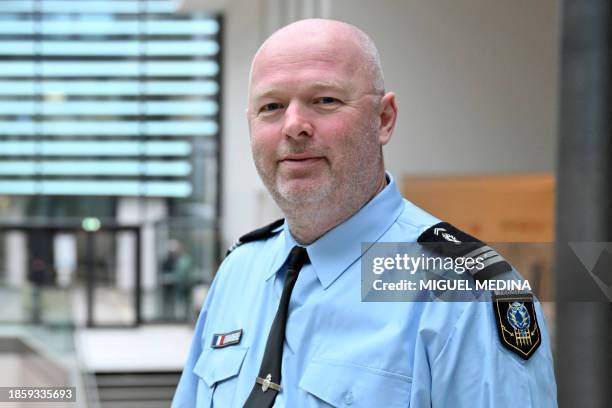 Captain Etienne Lestrelin, in charge of the fight against bank card fraud at Comcyber-MI poses at the Gendarmerie Nationale headquarters in...