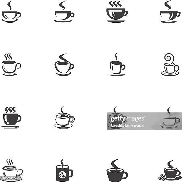coffee icons - drinking ice coffee stock illustrations