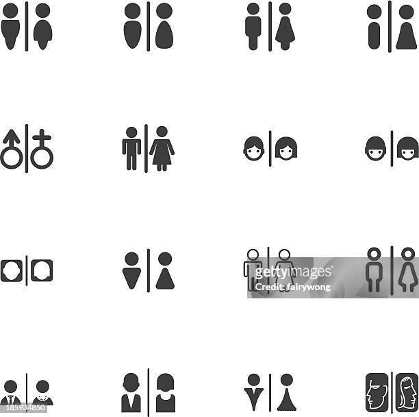 stockillustraties, clipart, cartoons en iconen met gender icons - bordje toilet