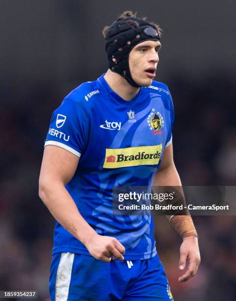 Exeter Chiefs' Dafydd Jenkins during the Investec Champions Cup match between Exeter Chiefs and Munster Rugby at Sandy Park on December 17, 2023 in...