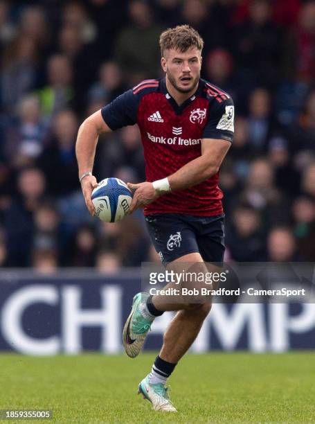 Munster's Alex Nankivell in action during the Investec Champions Cup match between Exeter Chiefs and Munster Rugby at Sandy Park on December 17, 2023...