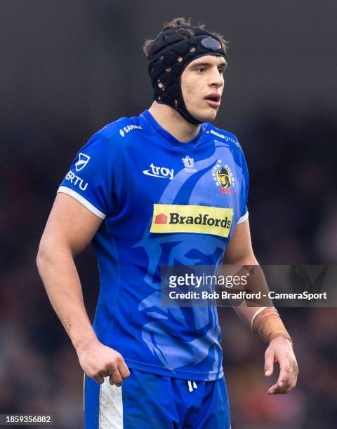 Exeter Chiefs' Dafydd Jenkins during the Investec Champions Cup match between Exeter Chiefs and Munster Rugby at Sandy Park on December 17, 2023 in...