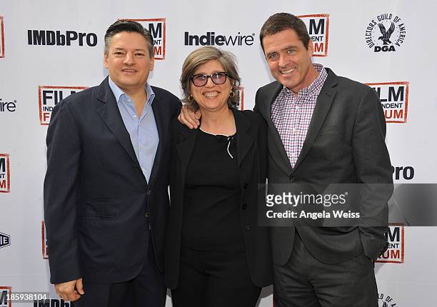 Netflix Chief Content Officer Ted Sarandos, Film independent Director of Film Education Maria Raquel Bozzi and Film Independent President Josh Welsh...