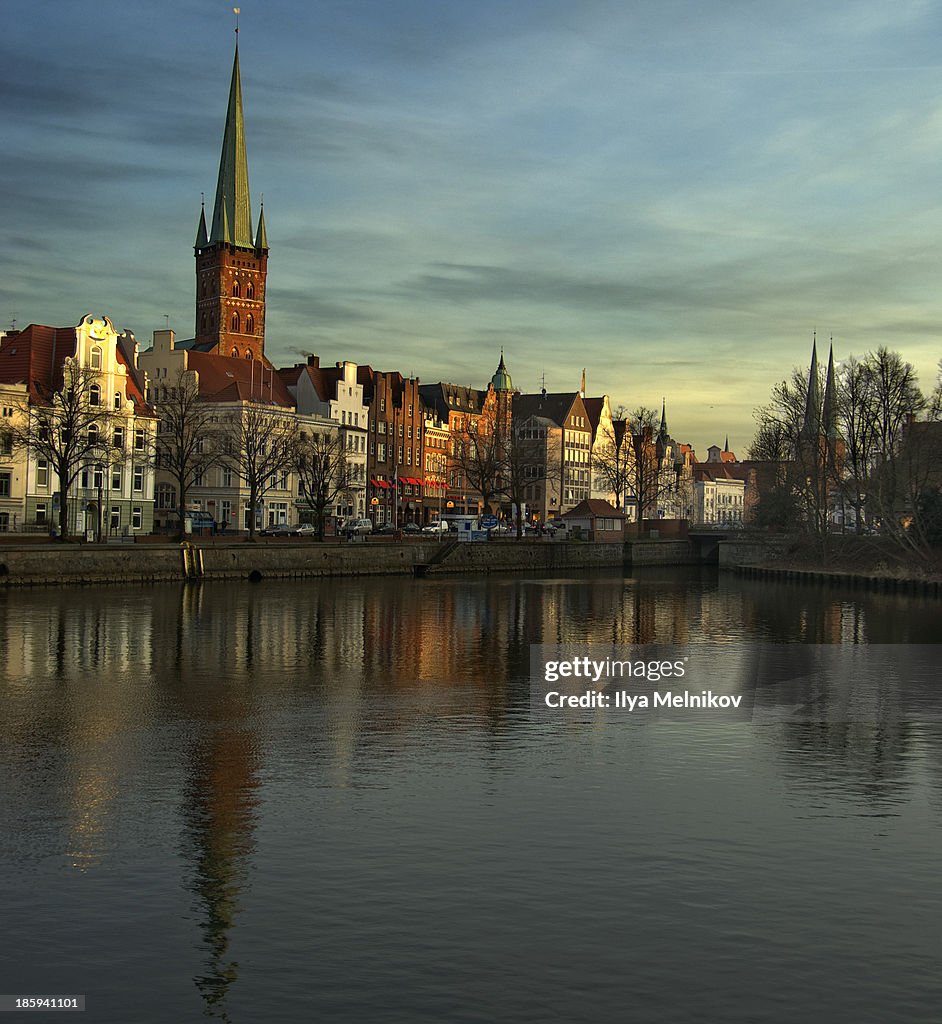 Lubeck, reflection of a church