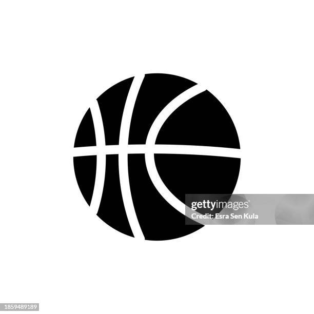 stockillustraties, clipart, cartoons en iconen met basketball ball universal simple solid icon. this icon design is suitable for infographics, web pages, mobile apps, ui, ux, and gui design. - basketbal internationale competities