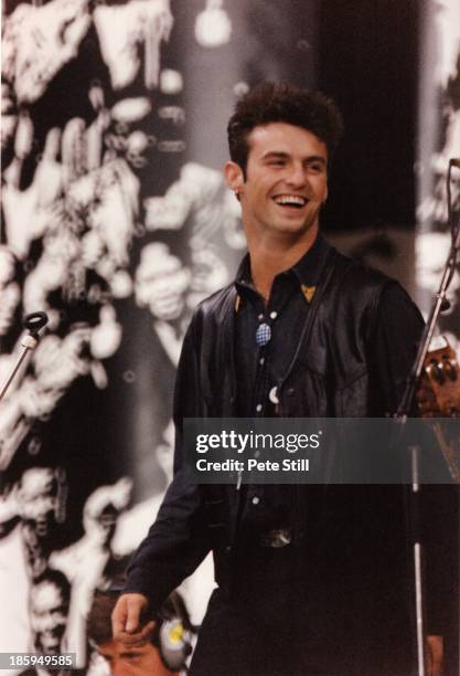 Marti Pellow of Wet Wet Wet performs on stage at the Nelson Mandela 70th Birthday Tribute concert at Wembley Stadium, on June 11th, 1988 in London,...