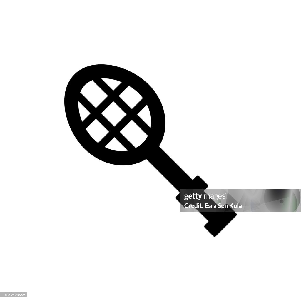 Tennis Racket Universal Simple Solid Icon. This Icon Design is Suitable for Infographics, Web Pages, Mobile Apps, UI, UX, and GUI design.