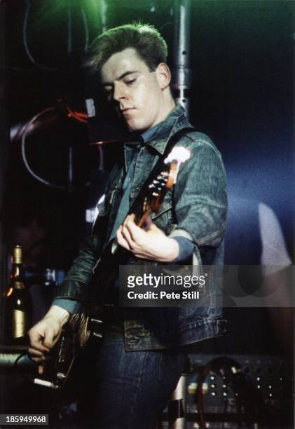 Andy Rourke of The Smiths performs on stage at Hammersmith Palais, on March 12th, 1984 in London, England.
