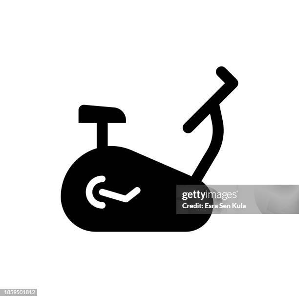 exercise bike universal simple solid icon. this icon design is suitable for infographics, web pages, mobile apps, ui, ux, and gui design. - wellness program stock illustrations