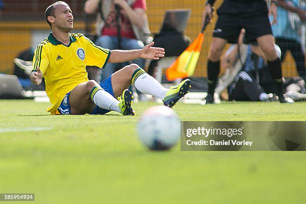 Ananias, from Palmeiras, reacts to a lost goal during the match between Palmeiras and Sao Caetano for the Brazilian Series B 2013 at Pacaembu stadium...