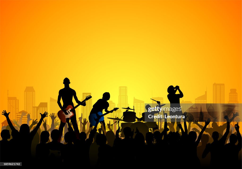 Festival in the City (Each Person is Complete, Clipping Paths Hide the Legs)