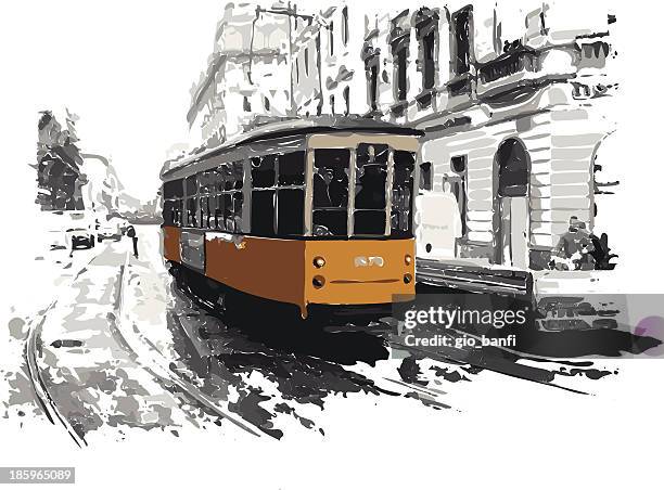 milan - milan tram stock illustrations