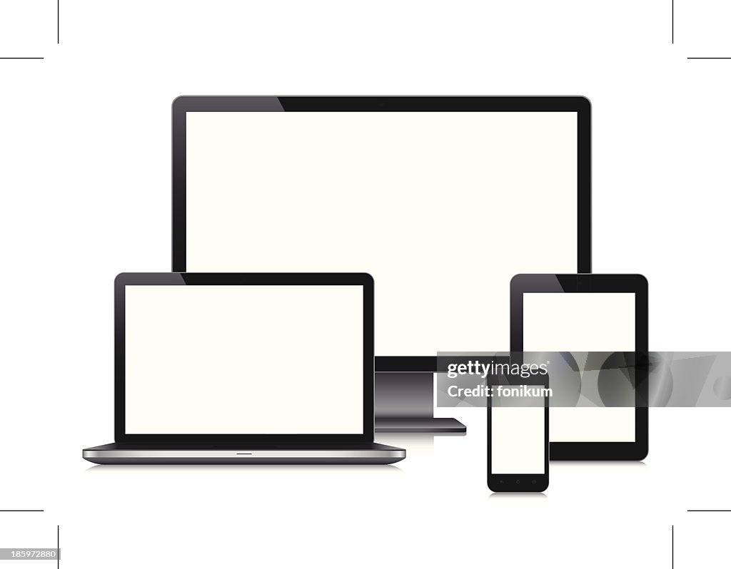Computer Mobail Image Computer Mobile Devices With Blank Screen High-Res Vector Graphic ...