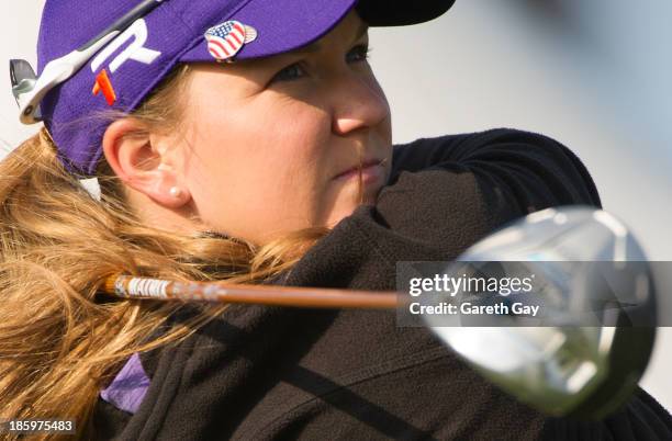 Austen Ernst of the USA tees off first during day four of the Sunrise LPGA Taiwan Championship on October 27, 2013 in Taoyuan, Taiwan.