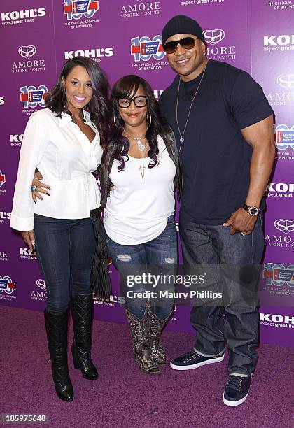 Sheree Flecther, Simone I. Smith and LL Cool J attend Amore by Simone I. Smith Collection Debut at Kohl's on October 26, 2013 in Los Angeles,...