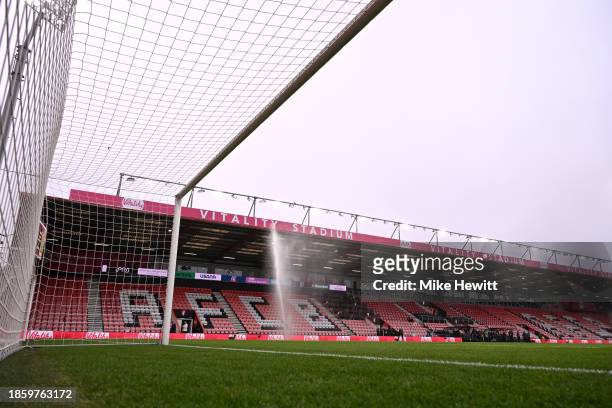 General view inside the stadium prior to the Premier League match between AFC Bournemouth and Luton Town at Vitality Stadium on December 16, 2023 in...