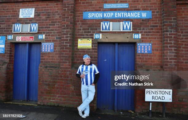 Sheffield Wednesday fan arrives prior to the Sky Bet Championship match between Sheffield Wednesday and Queens Park Rangers at Hillsborough on...