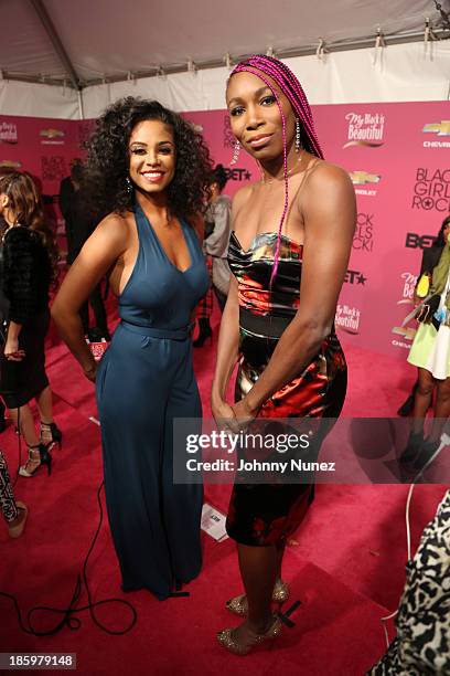 Singer Claudette Ortiz and professional tennis player Venus Williams attend Black Girls Rock! 2013 at New Jersey Performing Arts Center on October...