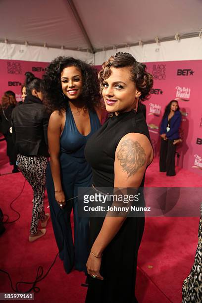 Claudette Ortiz and Marsha Ambrosius attend Black Girls Rock! 2013 at New Jersey Performing Arts Center on October 26, 2013 in Newark, New Jersey.