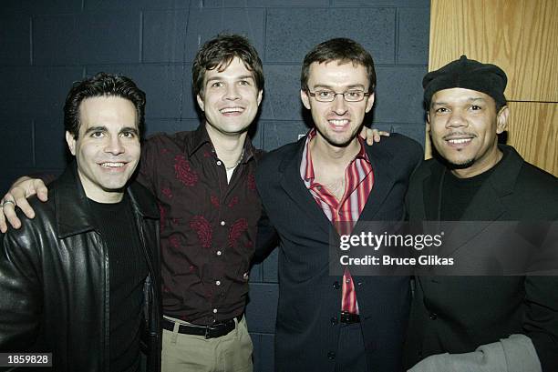 Mario Cantone, musical arrangments and supervision Stephen Oremus, Andrew Lippa and Jerry Dixon attend the opening night party for "Avenue Q" a new...