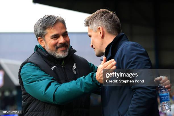Kieran McKenna, Manager of Ipswich Town and David Wagner, Manager of Norwich City shake hands during the Sky Bet Championship match between Ipswich...