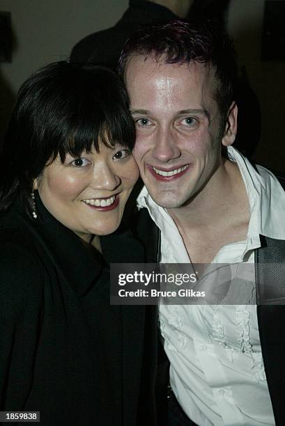 Ann Harada and author Jeff Whitty attend the opening night party for "Avenue Q" a new off-Broadway musical at Link March 19, 2003 in New York City.