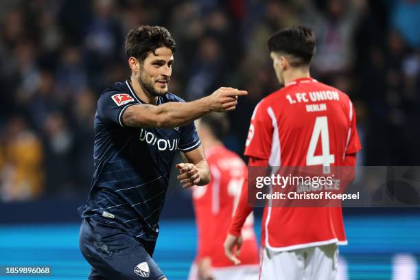 Goncalo Paciencia of VfL Bochum celebrates after scoring their team's second goal during the Bundesliga match between VfL Bochum 1848 and 1. FC Union...