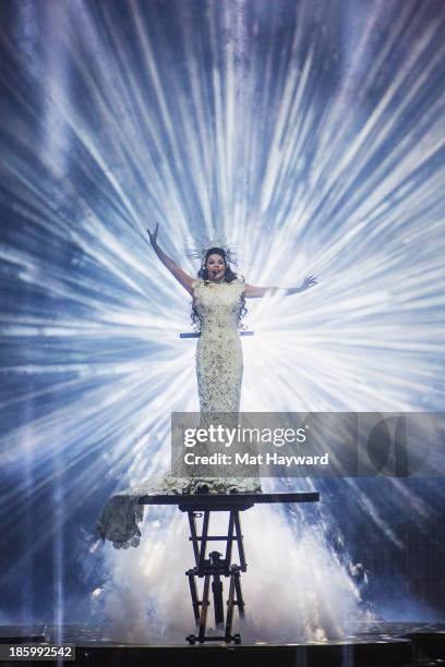 Sarah Brightman performs on stage at the Paramount Theatre on October 26, 2013 in Seattle, Washington.
