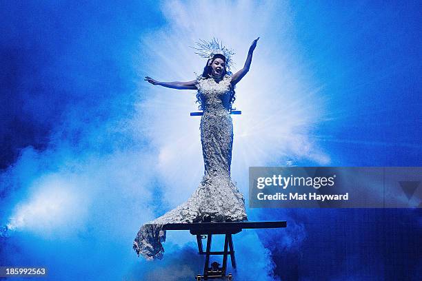 Sarah Brightman performs on stage at the Paramount Theatre on October 26, 2013 in Seattle, Washington.