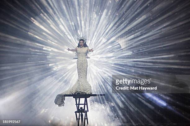 Sarah Brightman performs on stage at the Paramount Theatre on October 26, 2013 in Seattle, Washington.
