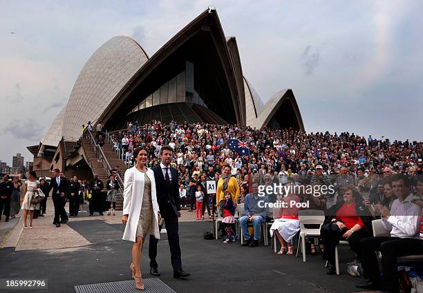 Princess Mary and Prince Frederik of Denmark arrive at the 40th Anniversary Gala Concert for the Sydney Opera House on October 27, 2013 in Sydney,...