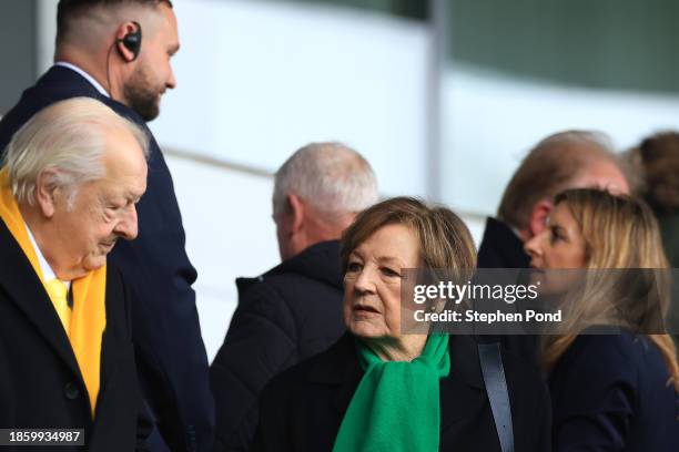 Delia Smith and Michael Wynn Jones, Joint Majority Shareholders of Norwich City take their seats during the Sky Bet Championship match between...