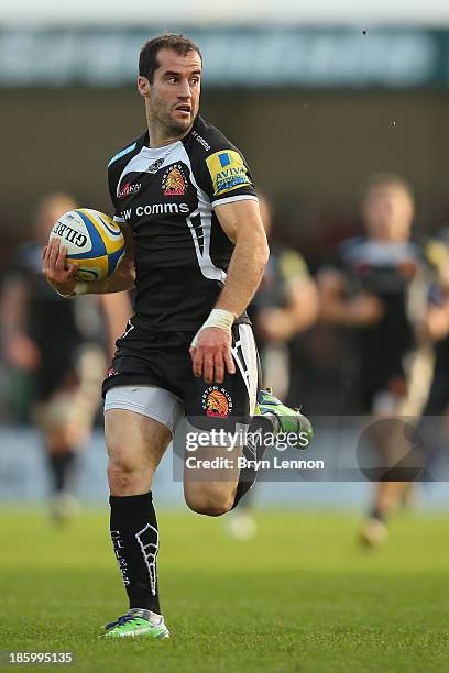 Haydn Thomas of Exeter Chiefs in action during the Aviva Premiership match between Exeter Chiefs and Worcester Warriors at Sandy Park on October 26,...