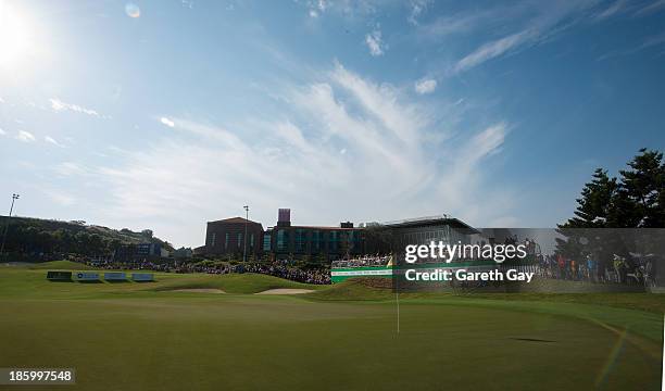 View of the 18th green and club house during day four of the Sunrise LPGA Taiwan Championship on October 27, 2013 in Taoyuan, Taiwan.