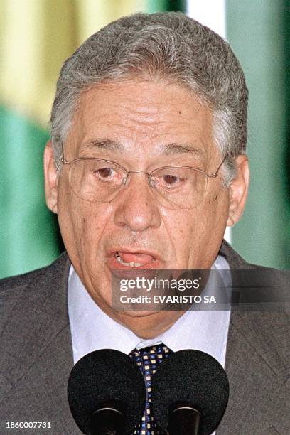 Brazilian President Fernando Henrique Cardoso is seen giving a speech in Brasilia, Brazil 07 November 2001. Fernando Henrique Cardoso, presidente de...