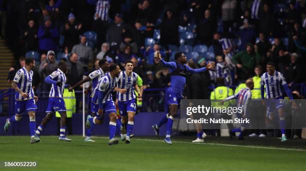 Anthony Musaba of Queens Park Rangers celebrates after scoring their second goal during the Sky Bet Championship match between Sheffield Wednesday...