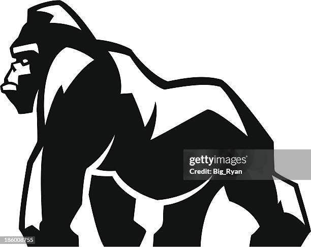 gorilla silhouette logo - gorilla stock illustrations