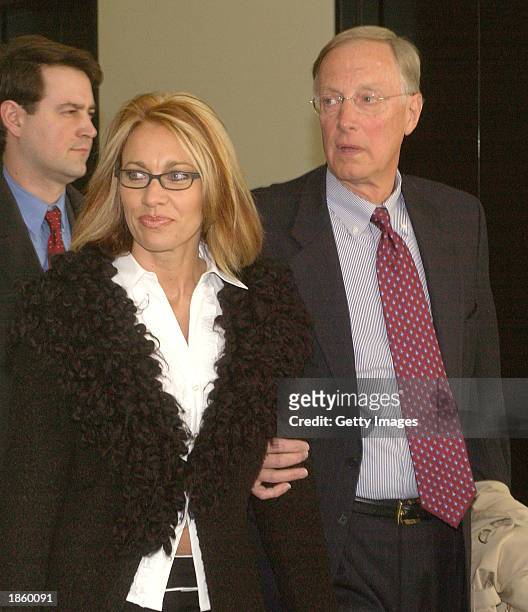 Karla Knafel and her attorney, Michael T. Hannafan, arrive at Cook County Chancery Court to hear arguements March 20, 2003 in Chicago, Illinois....