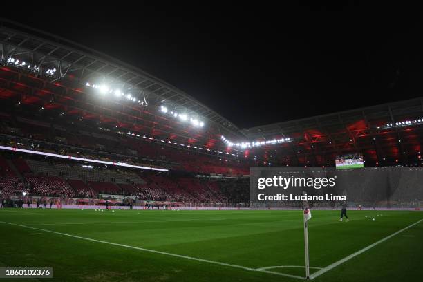 General view inside the stadium prior to the Bundesliga match between RB Leipzig and TSG Hoffenheim at Red Bull Arena on December 16, 2023 in...