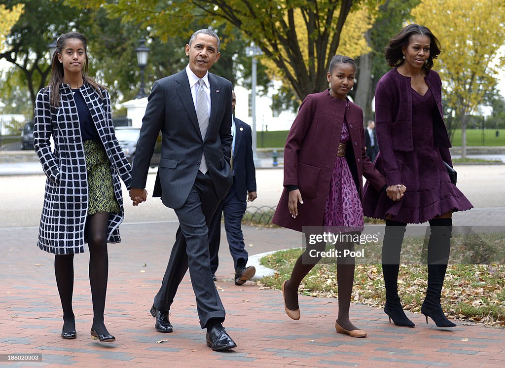 Obama And Family Go To Sunday Church