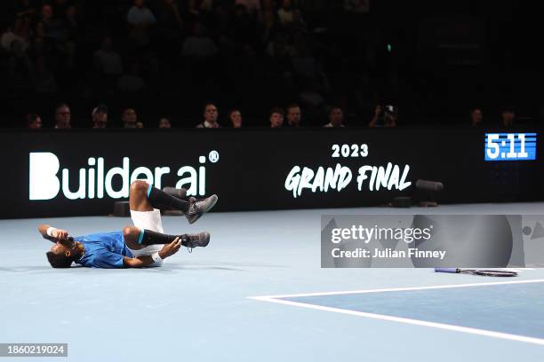 Gael 'La Monf' Monfils of France reagainst Jack 'The Power' Draper of England in the Group B match on Day Two of UTS Grand Final London at ExCel...