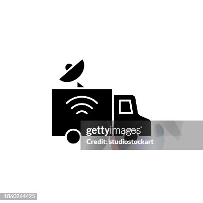 Broadcasting van flat icon Broadcasting van flat icon